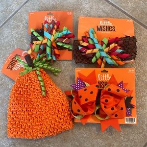Set of 4 Little Wishes Fall/Halloween hair accessories for baby